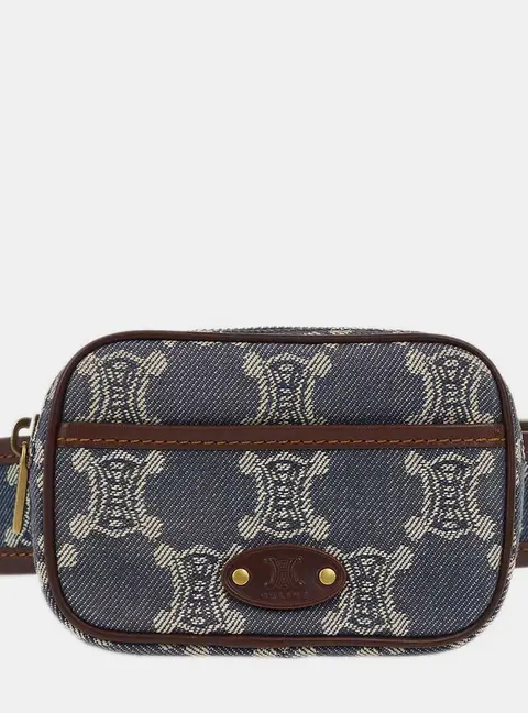 Celine Blue Denim Macadam Belt Bum Bag