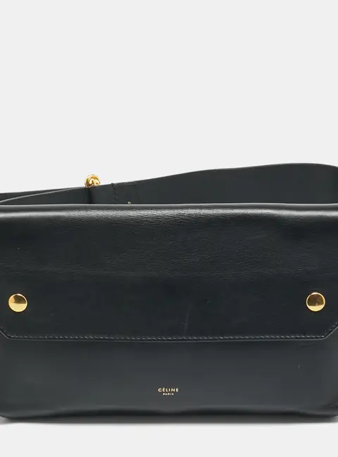 Celine Flap Black Leather Bum Bag