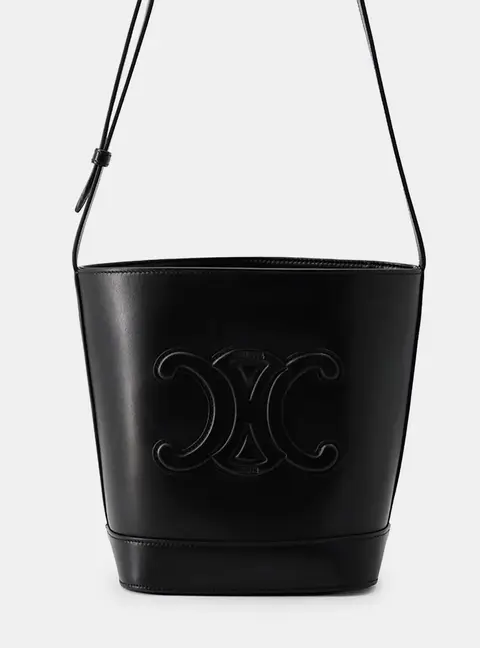 Celine Cuir Triomphe Small Black Smooth Calfskin Leather Bucket Bag
