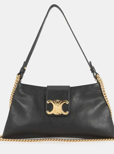 Celine Willturn Clutch Black Leather Shoulder Bag