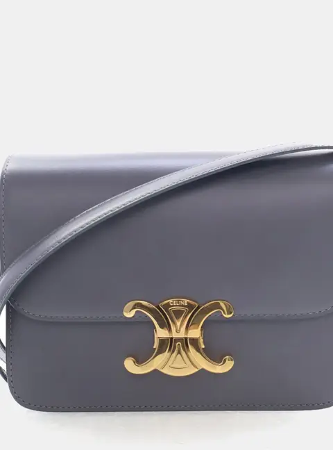 Celine Teen Shiny Calfskin Triomphe Flap Bag