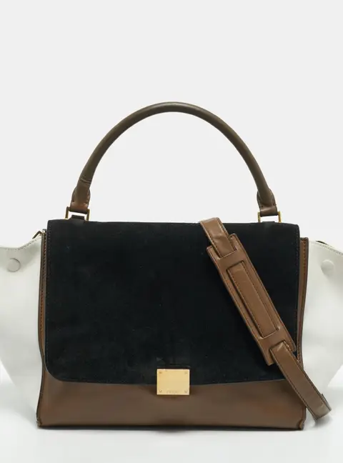 Celine Trapeze Medium Multicolor Leather and Suede Top Handle Bag