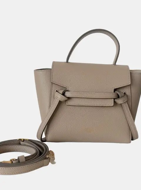 Celine Beige Leather Pico Belt Satchel Bag