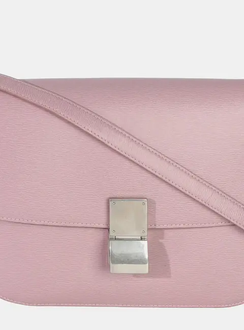 Celine Box Small Pink Textured Calfskin Crossbody Bag
