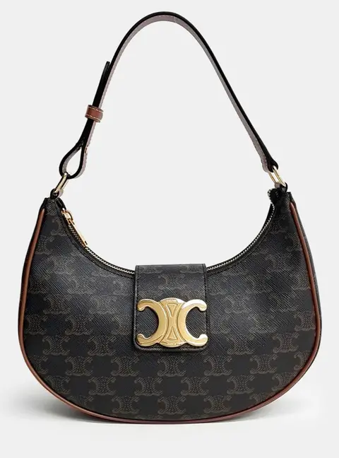 Celine Ava Medium Brown Triomphe Canvas Shoulder Bag