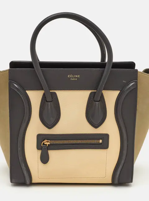 Celine Luggage Micro Multicolor Leather and Nubuck Leather Tote