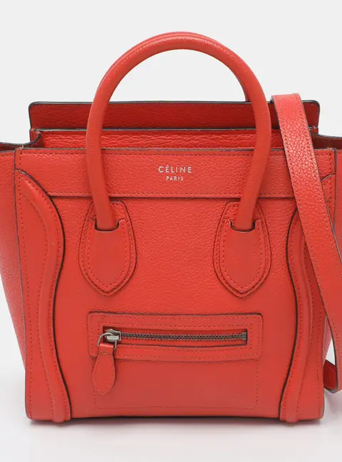 Celine Luggage Nano Orange Leather Tote