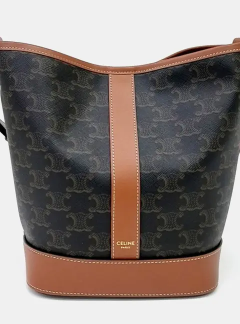 Celine Triumph Small Brown PVC Calfskin Leather Bucket Bag