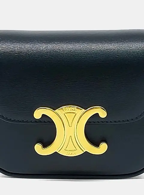 Celine Black Leather Triumph Mini Crossbody Bag