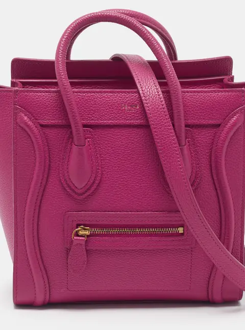 Celine Luggage Nano Pink Leather Tote