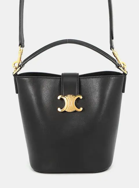 Celine Louise Small Black Calfskin Leather Bucket Bag