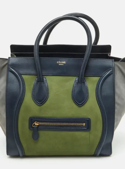 Celine Luggage Mini Multicolor Leather and Nubuck Leather Tote