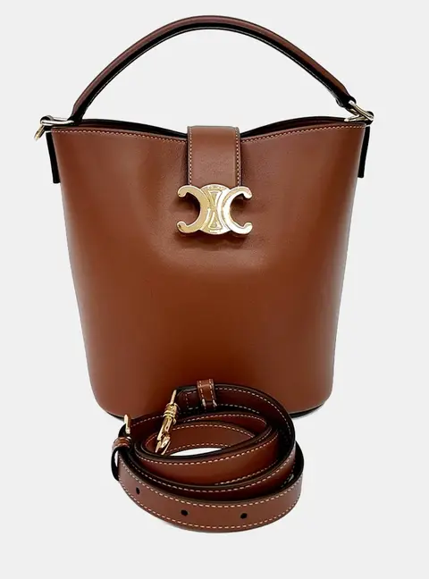 Celine Louise Small Tan Calfskin Leather Top Handle Bag