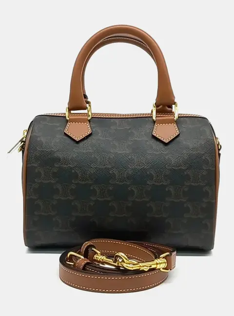 Celine Brown PVC Triumph Boston Bag Small