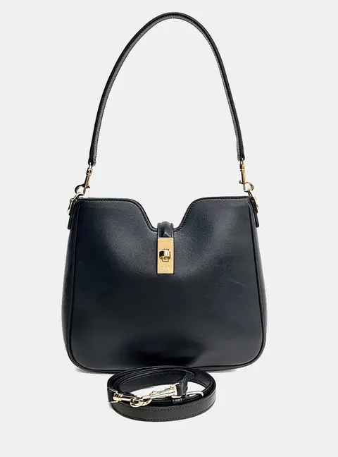 Celine Soft 16 Small Black Calfskin Leather Top Handle Bag