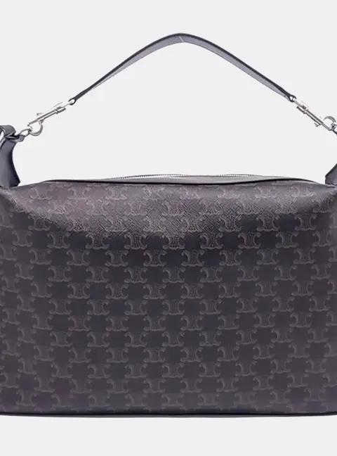 Celine Romi Large Black Triomphe Canvas Shoulder Bag
