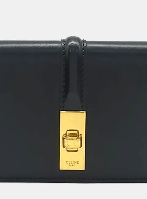 Celine 16 Compact Black Calfskin Leather Wallet