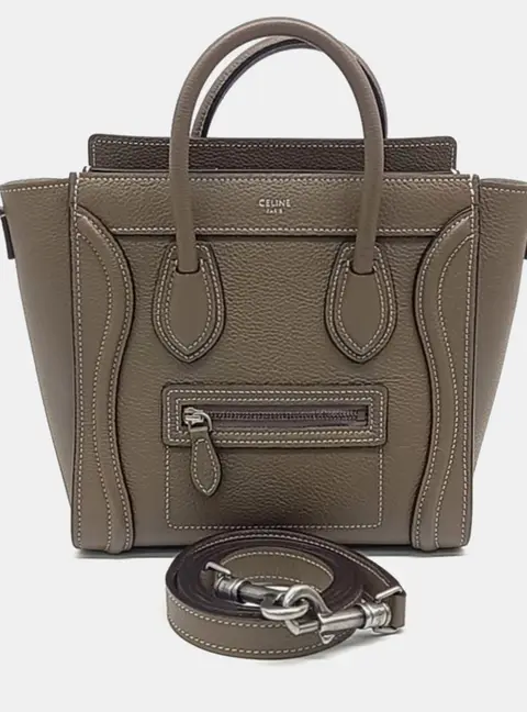 Celine Brown Leather Nano Luggage Bag