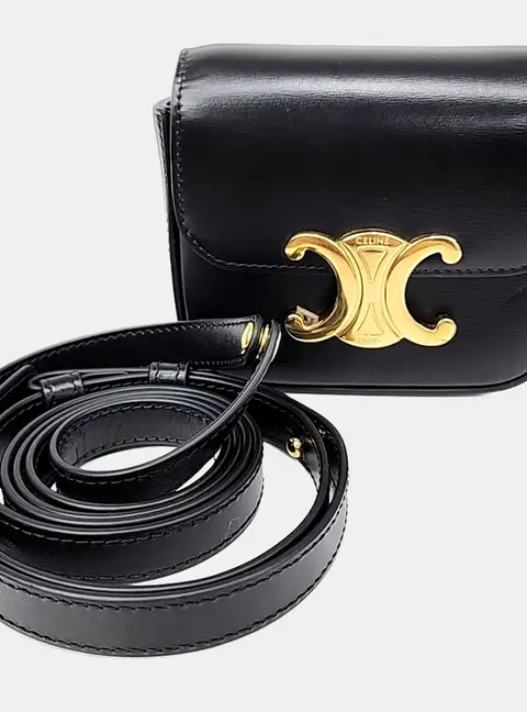 Celine Black Leather Triumph Mini Crossbody Bag