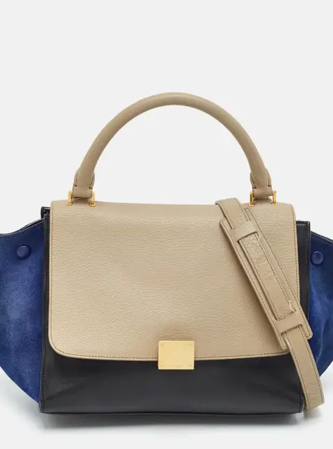 Celine Trapeze Small Tricolor Leather and Suede Top Handle Bag