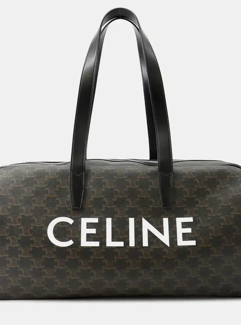 Celine Duffle Not Applicable Brown Triomphe Canvas Leather Boston Bag