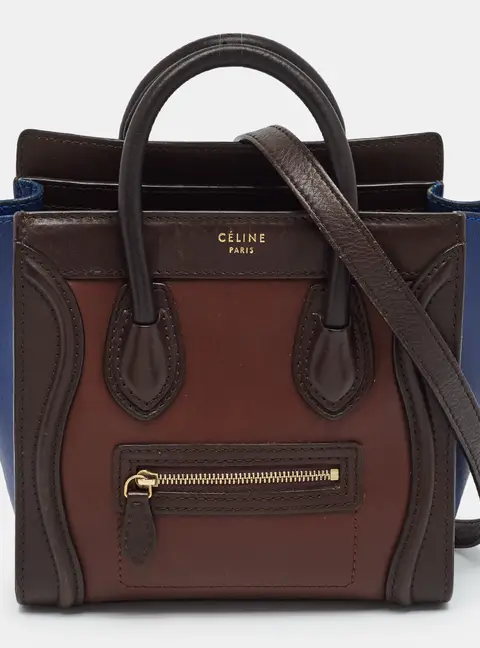 Celine Luggage Nano Tricolor Leather Tote