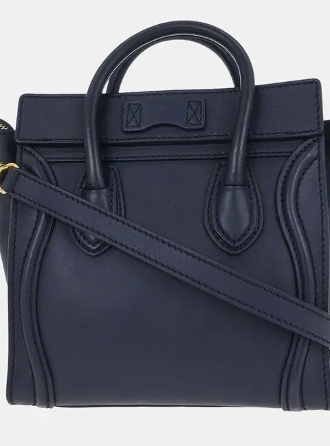 Celine Nano Luggage Navy Smooth Calfskin Leather Top Handle Bag