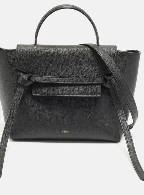 Celine Micro Belt Black Leather Top Handle Bag
