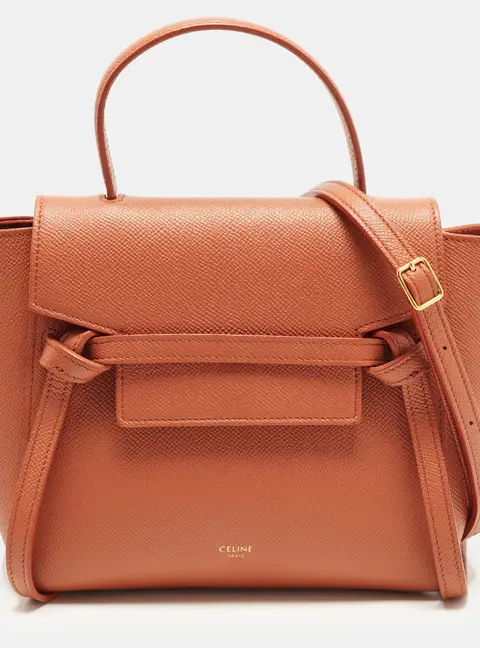 Celine Belt Nano Brick Brown Leather Top Handle Bag