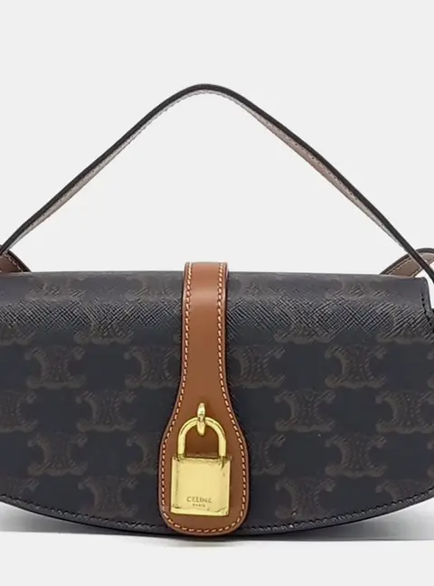 Celine Triumph Brown Monogram Canvas Crossbody Bag