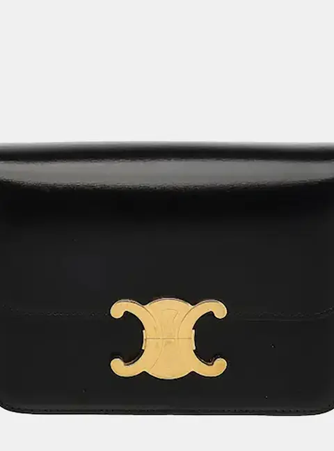 Celine Triomphe Black Shiny Calfskin Bag Teen