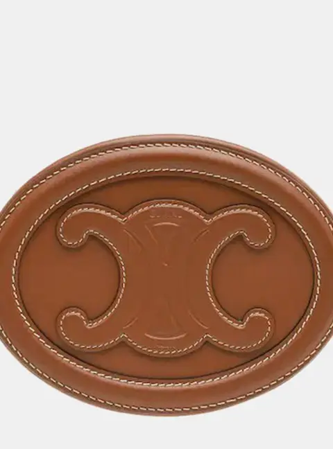 Celine Cuir Triomphe Small Tan Smooth Calfskin Leather Oval Crossbody Bag
