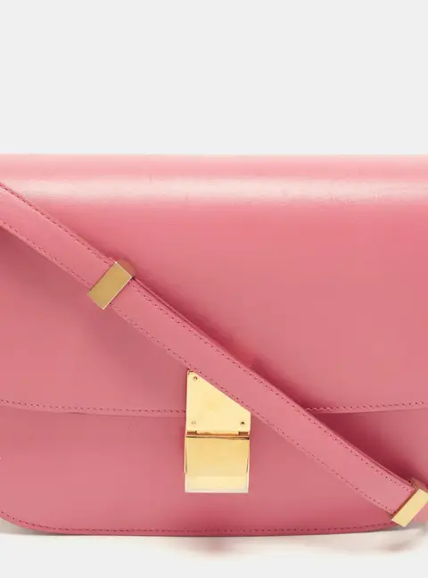 Celine Classic Box Medium Pink Leather Shoulder Bag