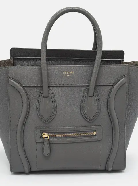 Celine Luggage Micro Grey Leather Tote
