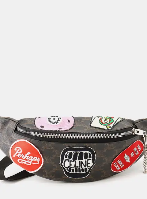 Celine Triomphe Canvas The Dancing Kid Belt Bag Black Brown Multicolor Coated Canvas Nylon Waist Bag
