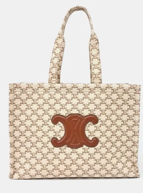 Celine Cabas Thais Beige Fabric Large Bag