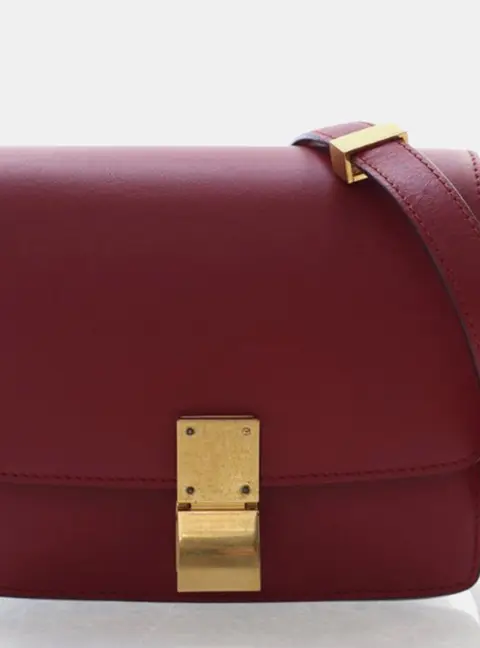 Celine Classic Box Small Red Box Calfskin Leather Crossbody Bag