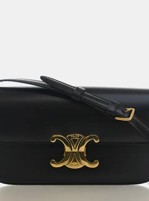 Celine Claude One Size Black Shiny Calfskin Leather Shoulder Bag