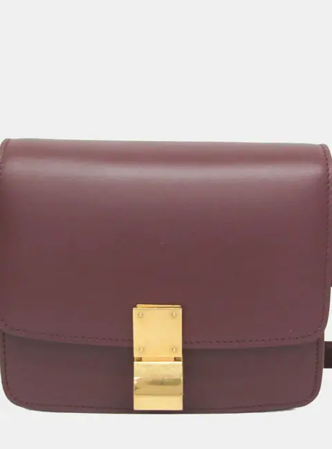 Celine Classic Box Small Bordeaux Box Calfskin Leather Shoulder Bag