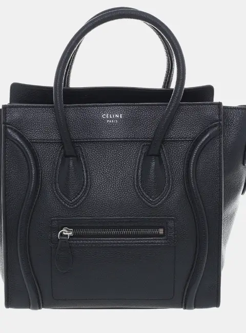 Celine Micro Black Leather Luggage Bag
