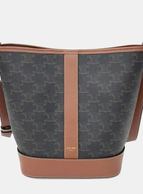 Celine Brown PVC Triumph Bucket Bag Small