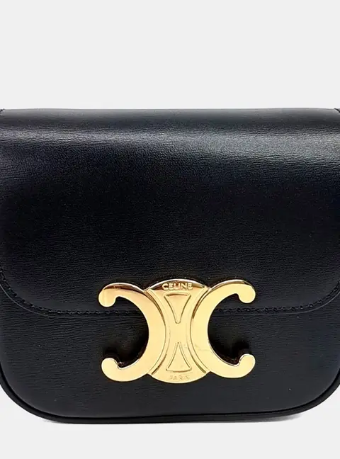 Celine Black Leather Triumph Mini Crossbody Bag