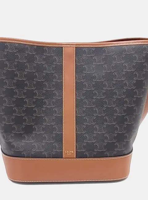 Celine Brown PVC Triumph Bucket Bag Medium