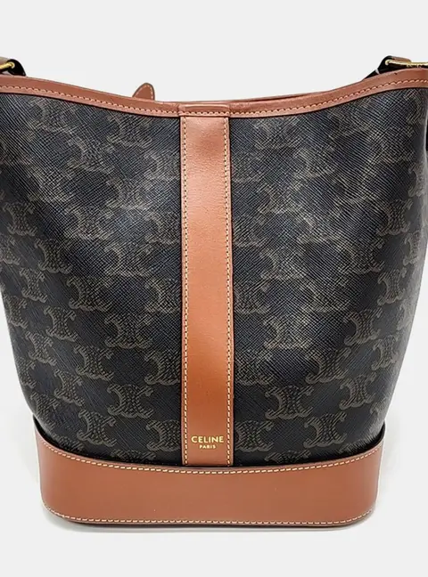 Celine Brown PVC Triumph Bucket Bag Small
