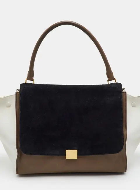 Celine Trapeze Large Multicolor Leather and Suede Top Handle Bag