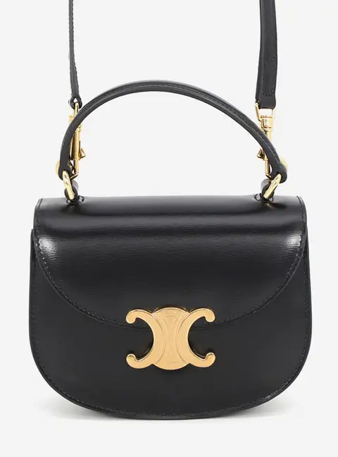 Celine Triomphe Bezas Claire Black Calf Leather Size Mini