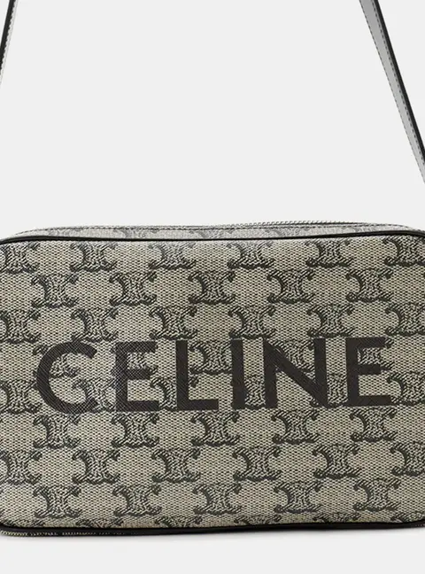 Celine Triomphe Messenger Bag Gray/Black Pvc Leather Size Medium