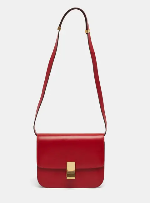 Celine Classic Box Medium Red Leather Shoulder Bag
