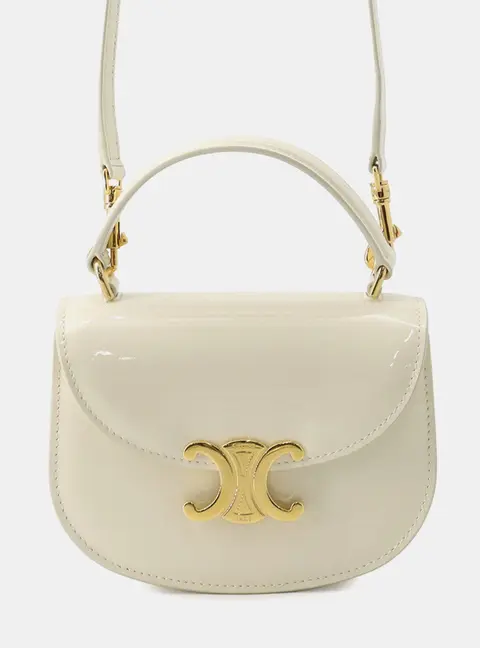 Celine Triomphe Mini Buzzas Claire White Patent Leather Size Mini