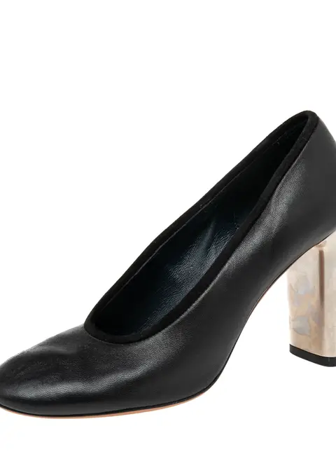 Celine Black Leather Block Heel  Pumps Size 35